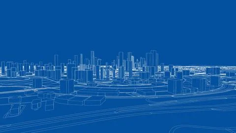 Outline city concept vector. Wire-frame style Stock Illustration