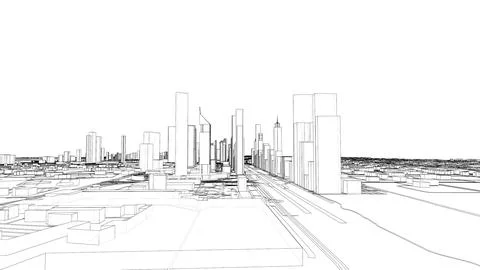 Outline city concept vector. Wire-frame style Ilustración de archivo