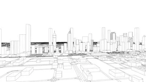 Outline city concept vector. Wire-frame style イラスト素材