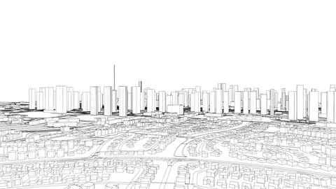 Outline city concept vector. Wire-frame style Ilustración de archivo