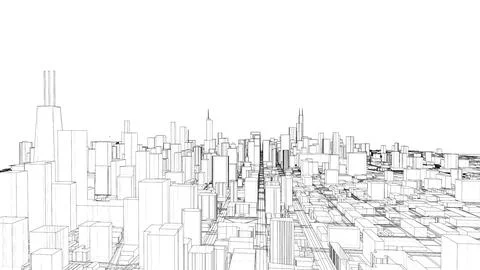Outline city concept vector. Wire-frame style Illustrazione stock