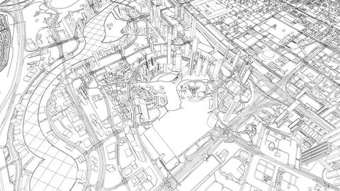 Outline city concept vector. Wire-frame style Illustrazione stock
