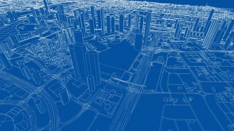 Outline city concept vector. Wire-frame style 스톡 일러스트