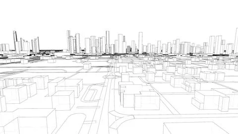 Outline city concept vector. Wire-frame style Illustrazione stock