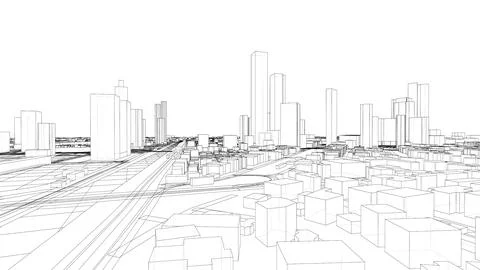 Outline city concept vector. Wire-frame style Illustrazione stock