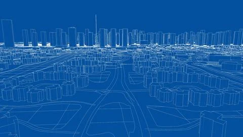 Outline city concept vector. Wire-frame style 스톡 일러스트