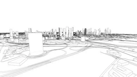 Outline city concept vector. Wire-frame style イラスト素材
