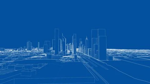 Outline city concept vector. Wire-frame style Illustrazione stock