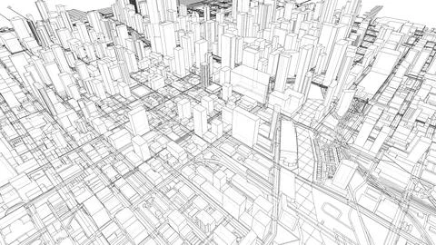 Outline city concept vector. Wire-frame style Stock-Illustration