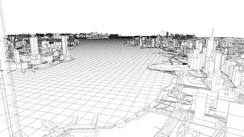 Outline city concept vector. Wire-frame style Stock Illustration
