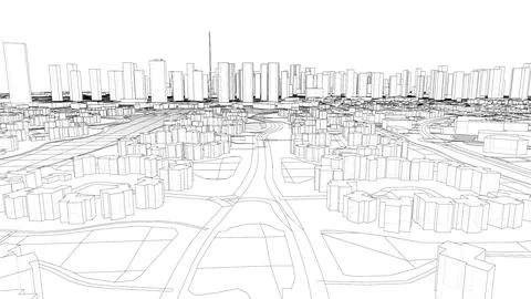 Outline city concept vector. Wire-frame style イラスト素材