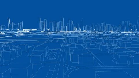 Outline city concept vector. Wire-frame style イラスト素材