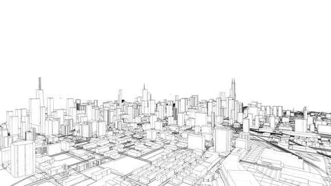 Outline city concept vector. Wire-frame style イラスト素材