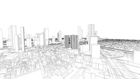 Outline city concept vector. Wire-frame style イラスト素材