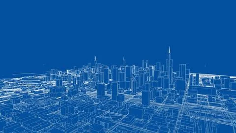 Outline city concept vector. Wire-frame style Stock-Illustration
