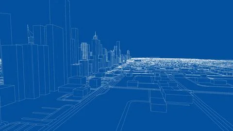 Outline city concept vector. Wire-frame style Illustrazione stock