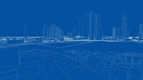 Outline city concept vector. Wire-frame style イラスト素材