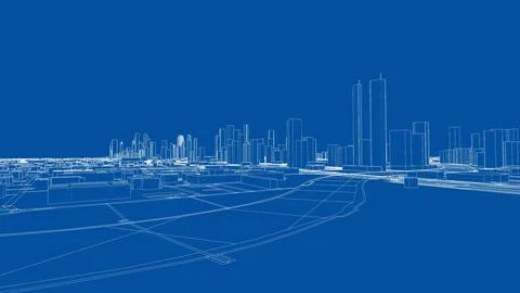 Outline city concept vector. Wire-frame style 스톡 일러스트