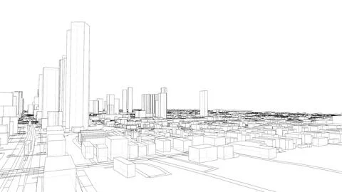 Outline city concept vector. Wire-frame style Illustrazione stock