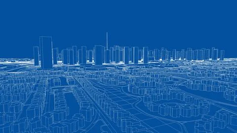 Outline city concept vector. Wire-frame style Ilustración de archivo