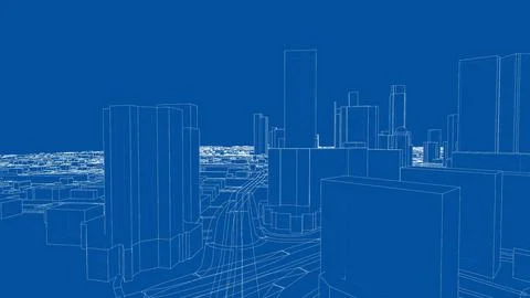 Outline city concept vector. Wire-frame style Stock Illustration