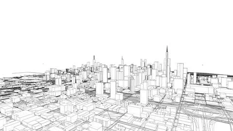 Outline city concept vector. Wire-frame style Illustrazione stock