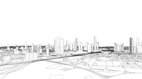 Outline city concept vector. Wire-frame style Stock Illustration