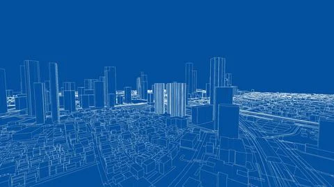 Outline city concept vector. Wire-frame style 스톡 일러스트