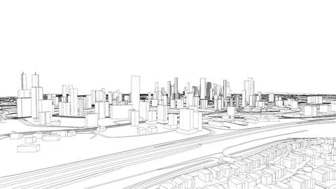 Outline city concept vector. Wire-frame style 스톡 일러스트