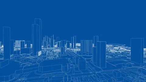 Outline city concept vector. Wire-frame style 스톡 일러스트