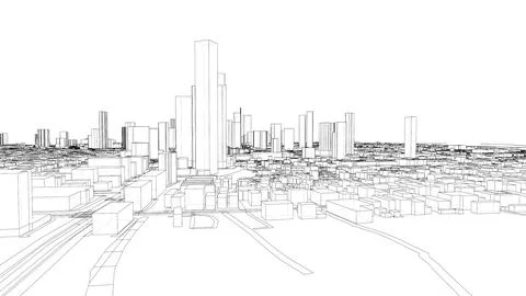 Outline city concept vector. Wire-frame style Stock Illustration