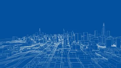 Outline city concept vector. Wire-frame style イラスト素材