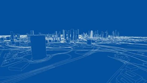 Outline city concept vector. Wire-frame style イラスト素材