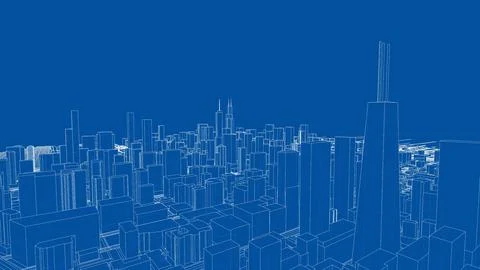 Outline city concept vector. Wire-frame style Illustrazione stock
