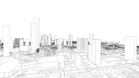 Outline city concept vector. Wire-frame style 스톡 일러스트