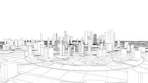 Outline city concept vector. Wire-frame style Stock-Illustration