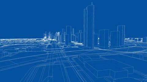 Outline city concept vector. Wire-frame style Ilustración de archivo