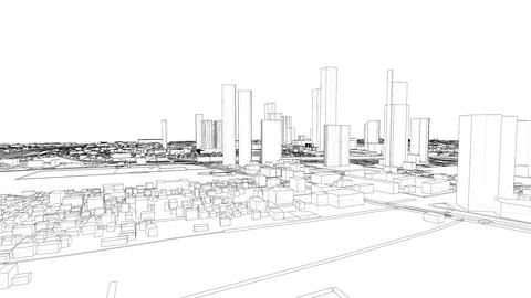 Outline city concept vector. Wire-frame style Stock-Illustration