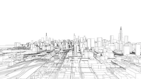 Outline city concept vector. Wire-frame style Illustrazione stock