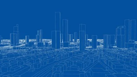 Outline city concept vector. Wire-frame style Illustrazione stock