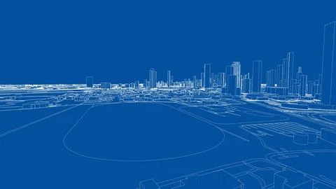 Outline city concept vector. Wire-frame style Illustrazione stock