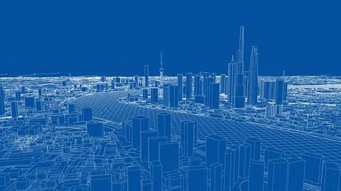 Outline city concept vector. Wire-frame style Stock Illustration