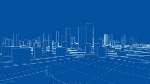 Outline city concept vector. Wire-frame style イラスト素材