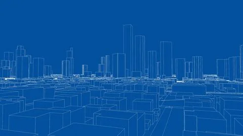 Outline city concept vector. Wire-frame style Illustrazione stock