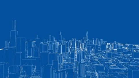 Outline city concept vector. Wire-frame style 스톡 일러스트