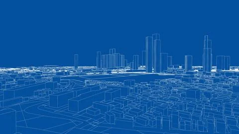 Outline city concept vector. Wire-frame style 스톡 일러스트