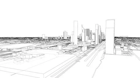 Outline city concept vector. Wire-frame style 스톡 일러스트
