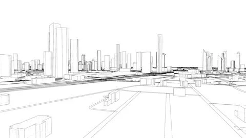 Outline city concept vector. Wire-frame style Stock Illustration