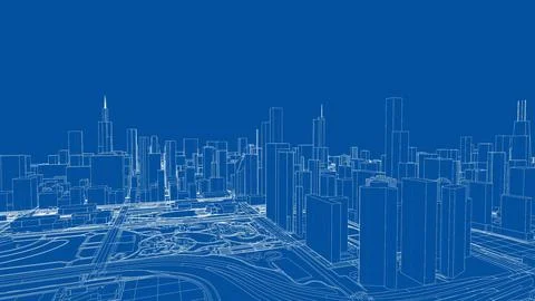 Outline city concept vector. Wire-frame style Stock Illustration