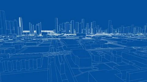 Outline city concept vector. Wire-frame style 스톡 일러스트
